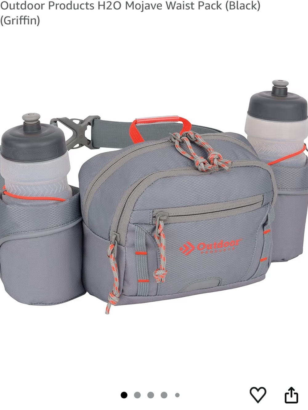 Outdoor Products H2O Mojave Waist Pack - Gray with Orange Accents